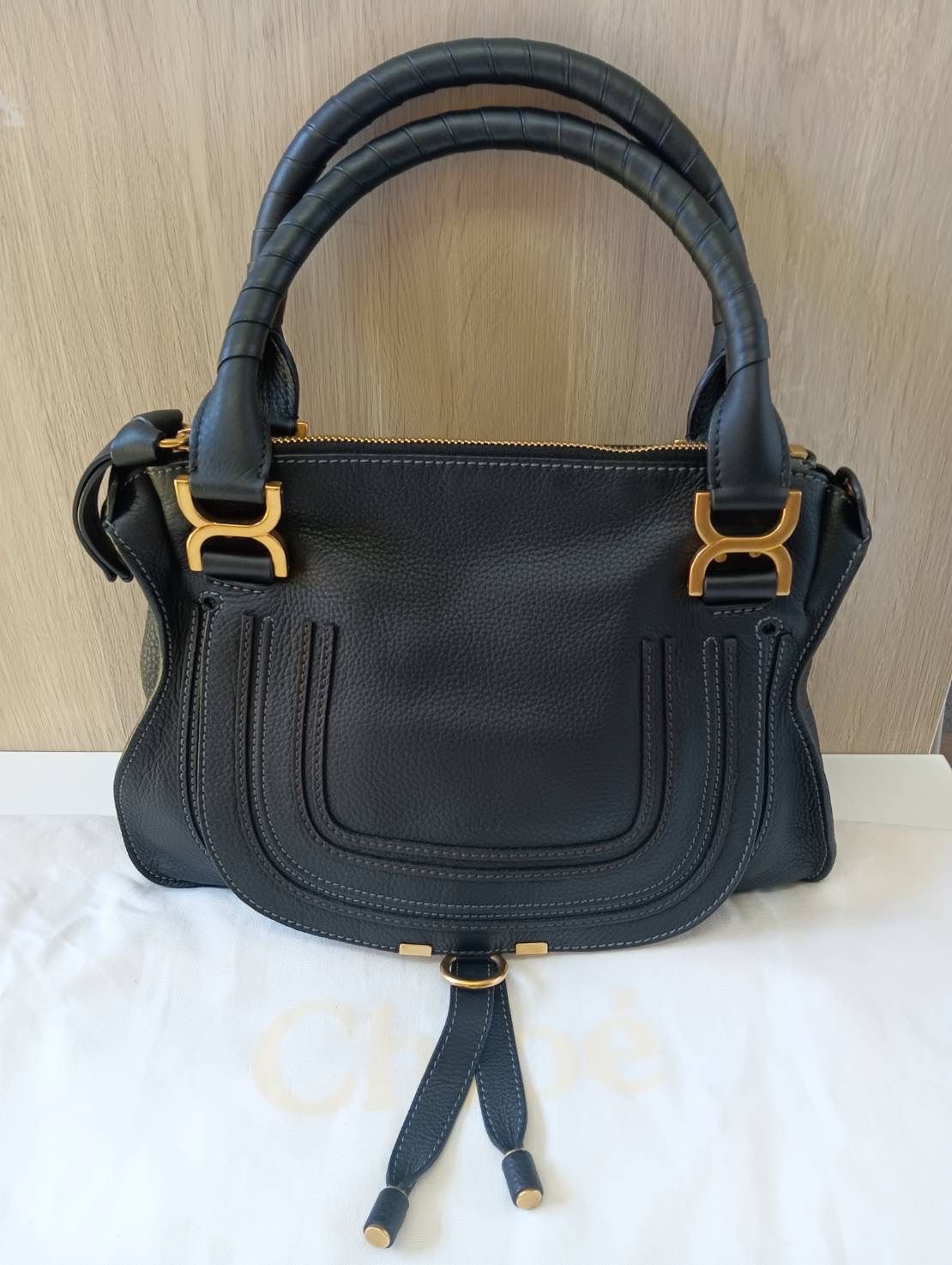【ERIKA】chloe マーシー　黒　2way 美品】 Chloeクロエ MARCIEマーシー 2WAY レザートートバッグ