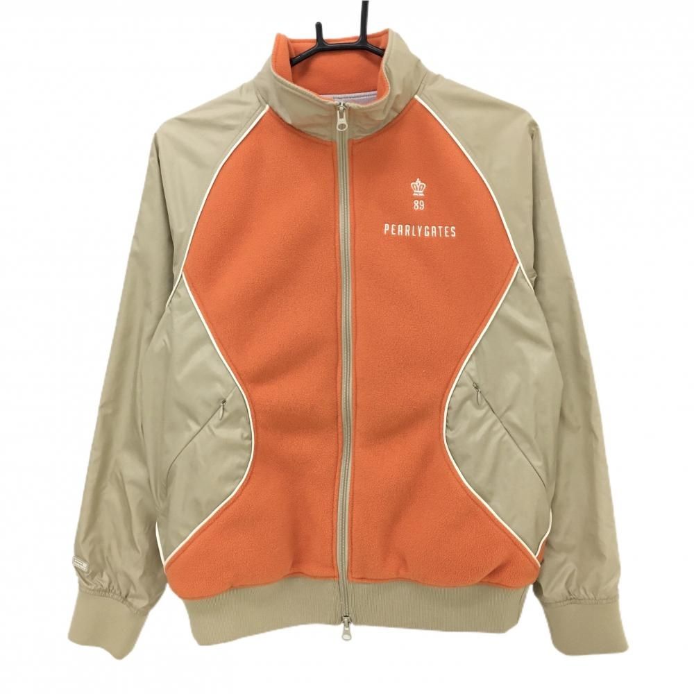 美品】パーリーゲイツ ジャケットブルゾン ベージュ×オレンジ 一部