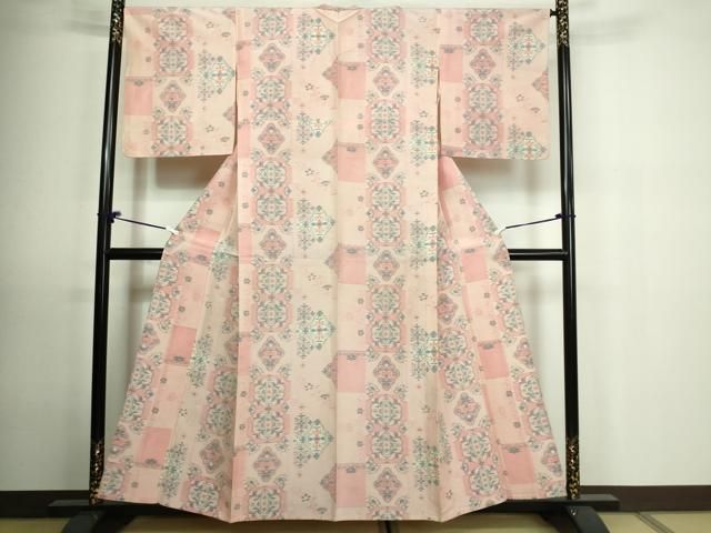 平和屋着物○結城紬 色無地 銀朱色 証紙付き 正絹 逸品 未使用 CAAU1630yc