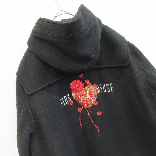 ★激レア・入手困難★PINK HOUSE ピンクハウス 刺繍入り ダッフルコート ピンクハウス PINKHOUSE ダッフルコート ロング フーディー ロゴ 花
