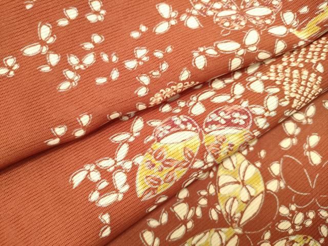 平和屋着物○風綺絽 小谷輝鱗 小紋 瓢箪 丹後ちりめん 反端