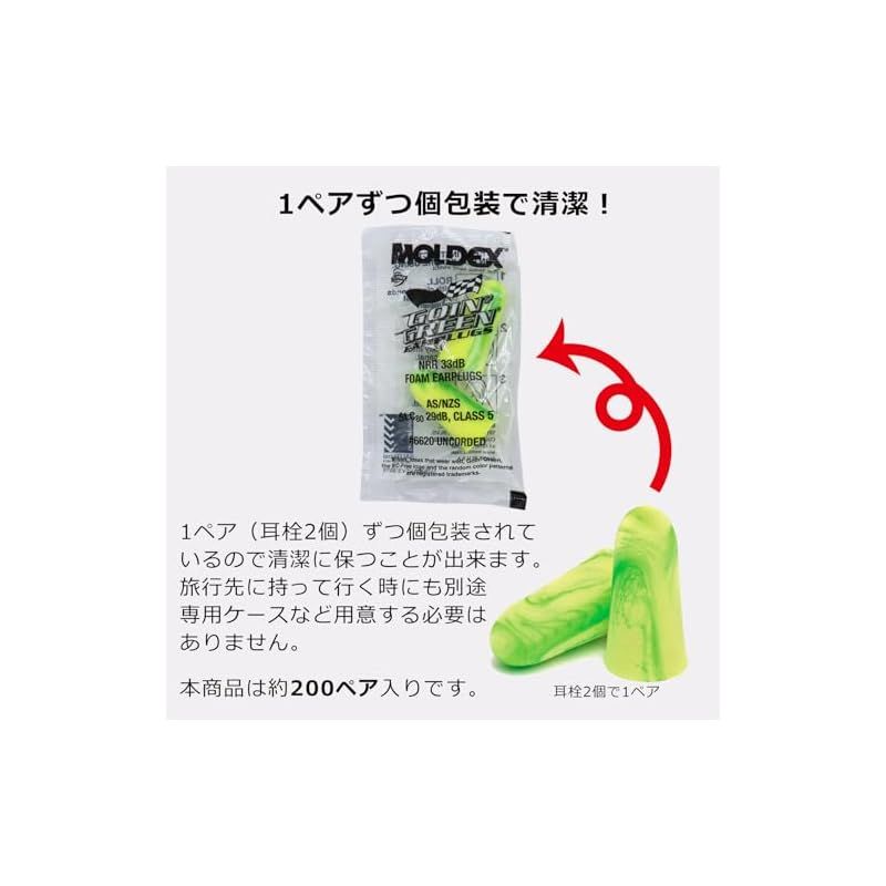 MOLDEX モルデックス ゴーイングリーン 約200ペア 6620 耳栓 遮音 睡眠用 いびき 安眠グッズ
