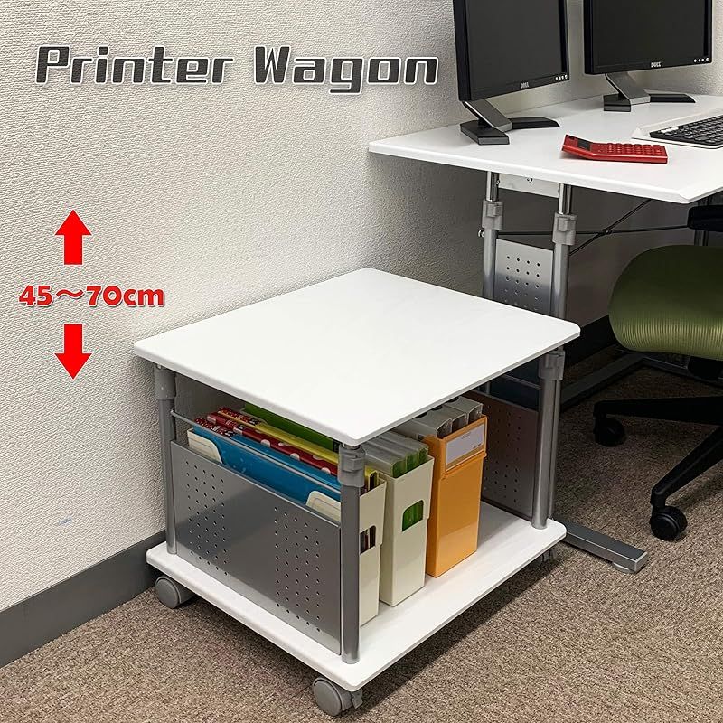 PJC-7203-WH 白木目 上下昇降 45~70cm プリンターワゴン プリンター台 デスクワゴン 1 WWW_KANDAIZUMI_COM