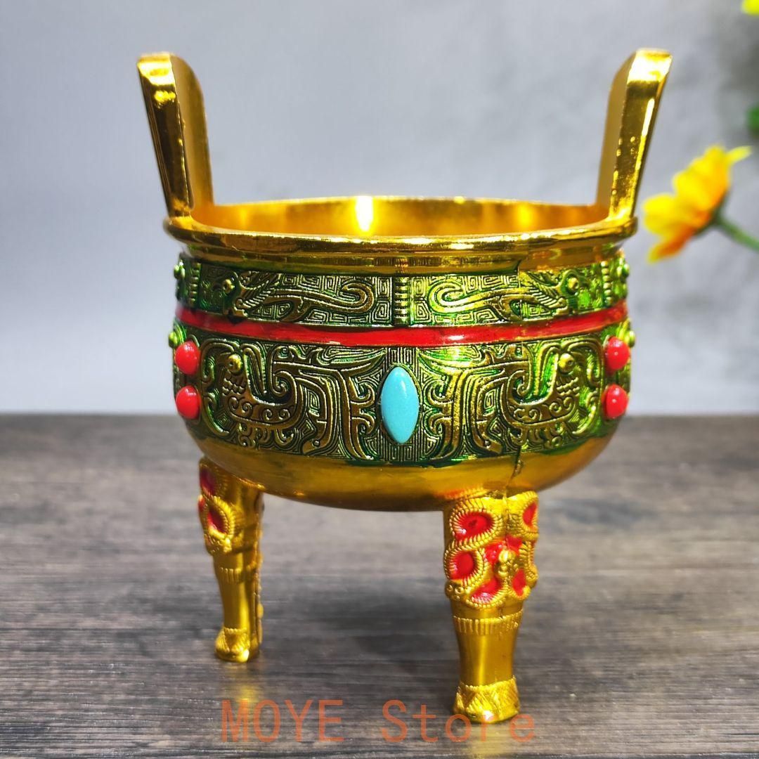 銅製 蘇工如意三足炉 盤香炉 檀香炉 茶道具 香道具 装飾品 工芸品 置物 銅製 蘇工如意三足炉 盤香炉 檀香炉 茶道具 香道具 装飾品 工芸