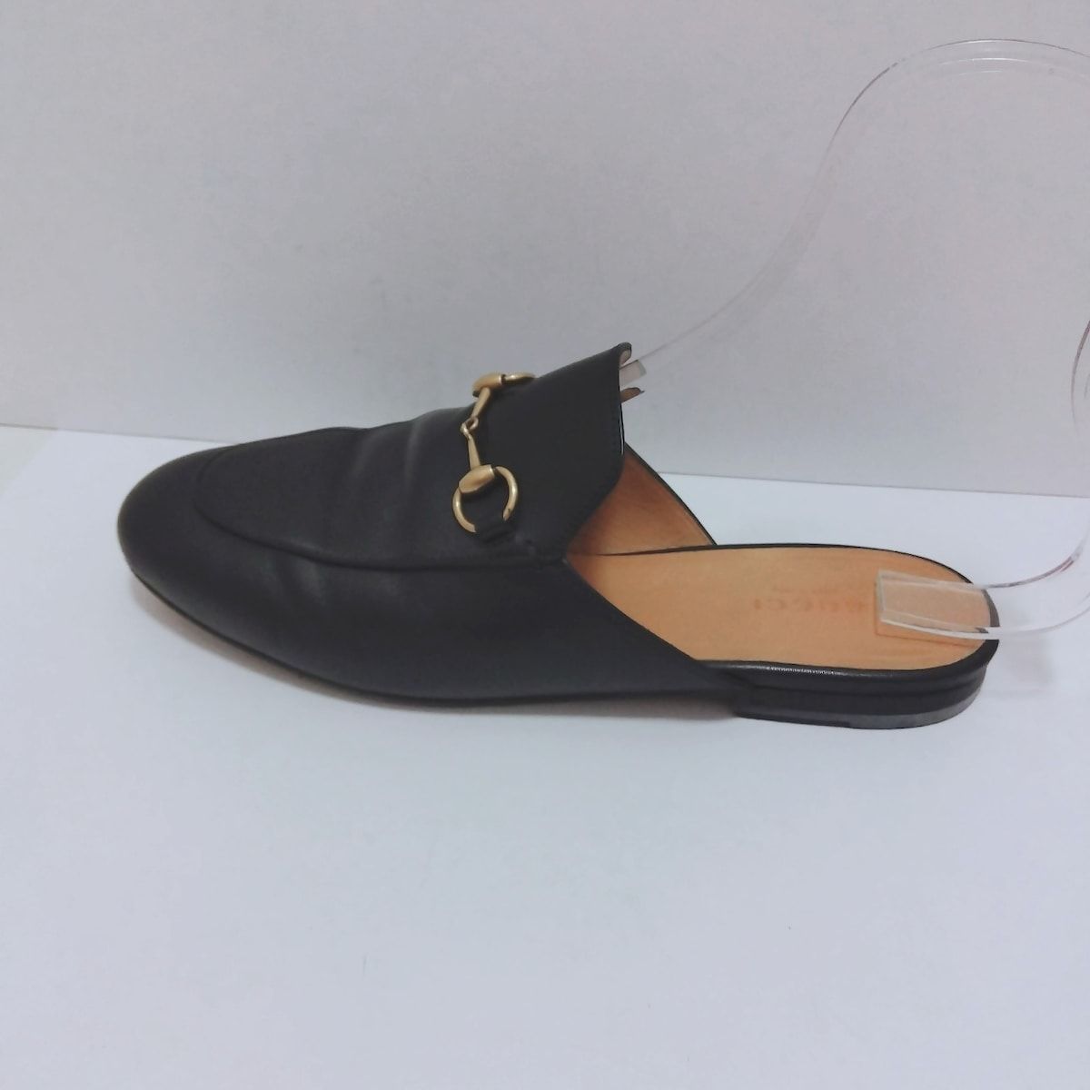 GUCCI グッチ サンダル 38 レディース プリンスタウン 423513 黒 ホースビット レザー