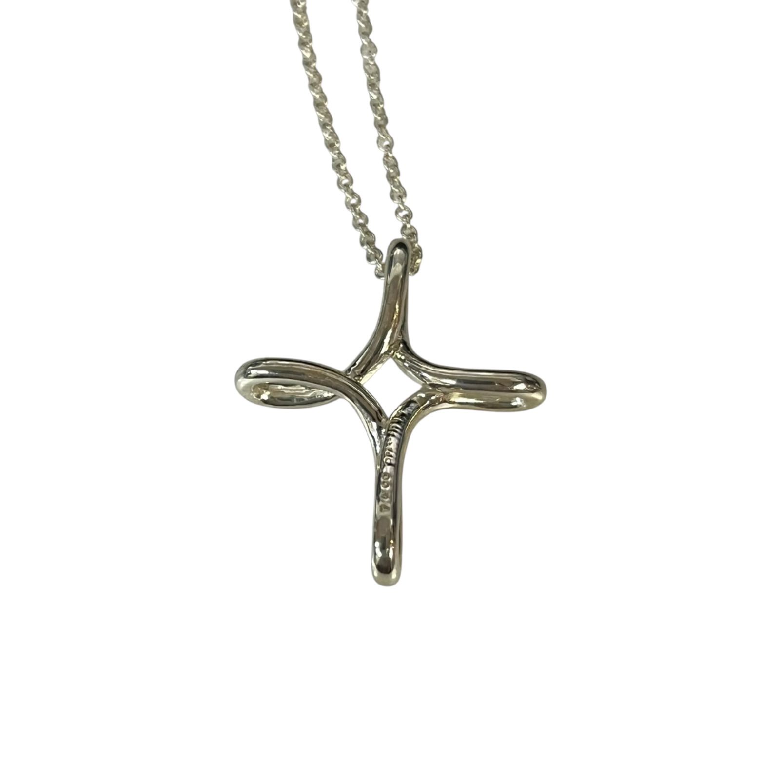 管31296】美品☆TIFFANY&Co. ティファニー オープンクロス ネックレス 