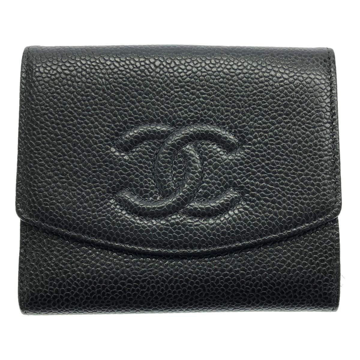 CHANEL シャネル ココマーク キャビアスキンレザーウォレット