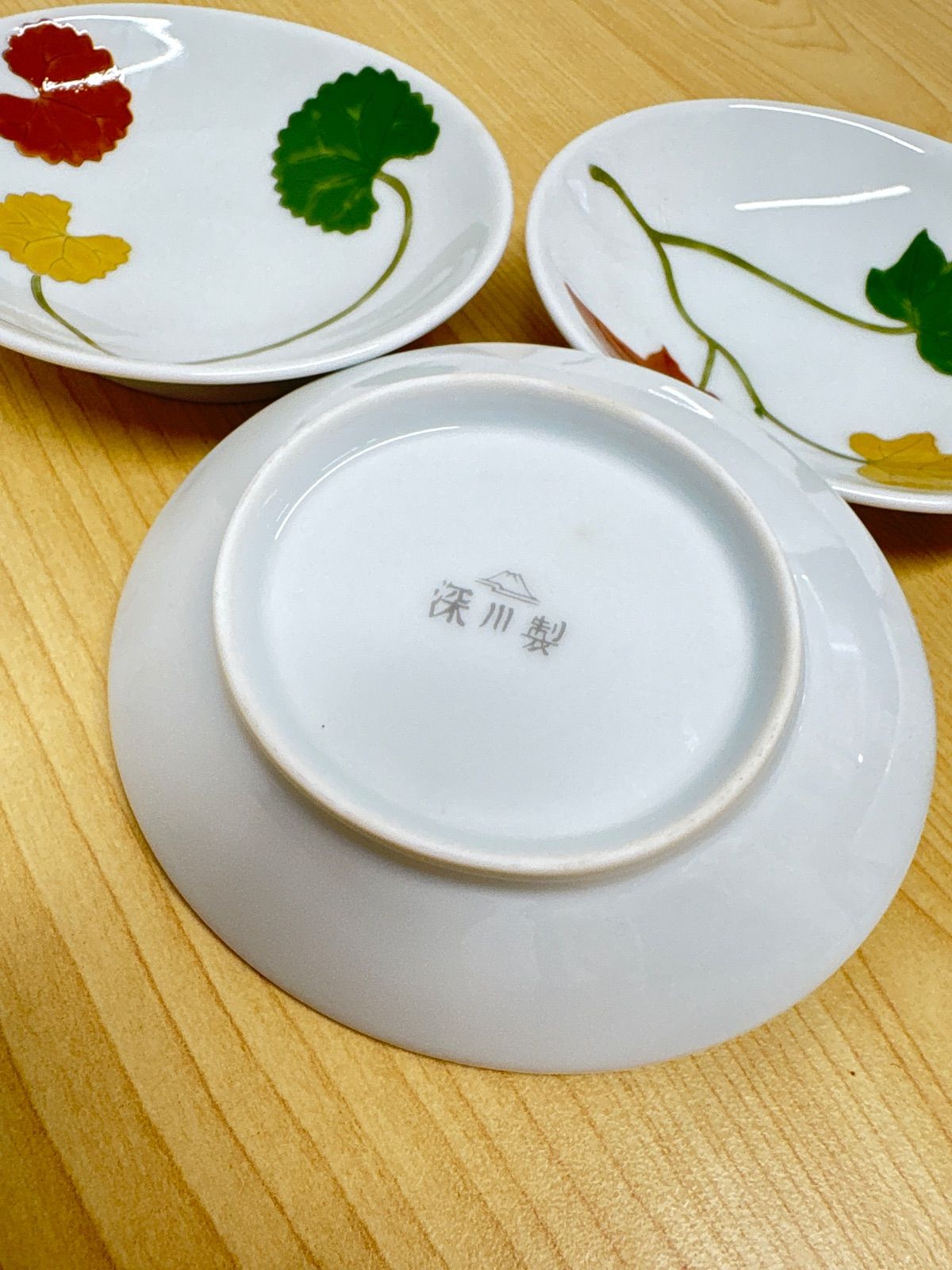 有田焼 深川製磁 摘み草 絵変わり 楕円皿 5枚 小皿 銘々皿 色絵