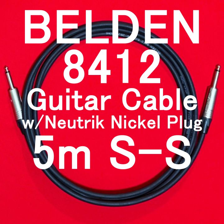 BELDEN 8412 Guitar Bass Cable w Neutrik Nickel Plated Plug SS 5m