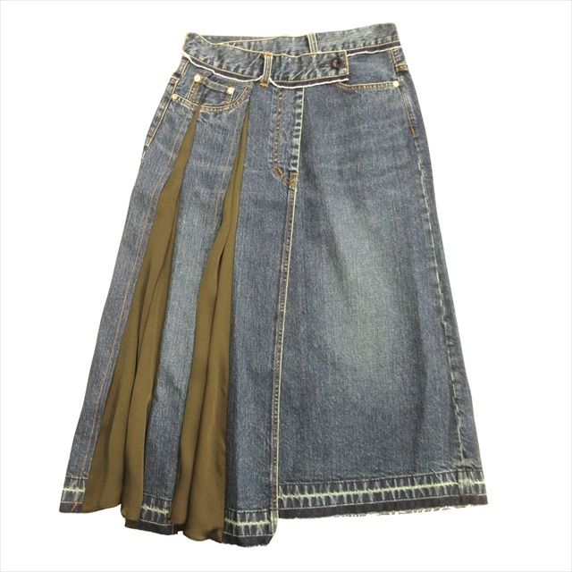 sacai 21ss デニム　スカート 21ss サカイ sacai リビルド 再構築 デニム ラップ スカート