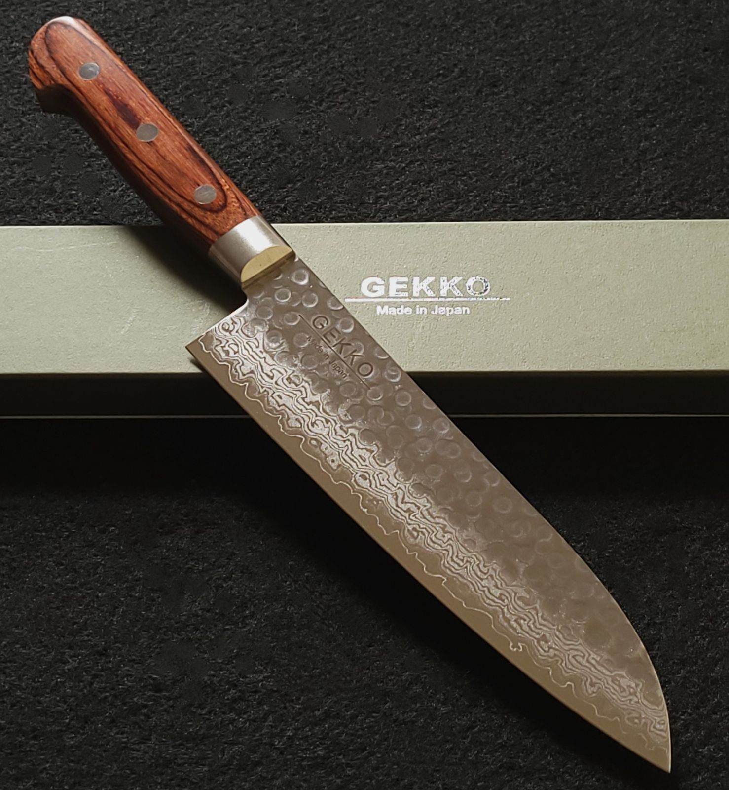 VG10 ダマスカス 三徳包丁185mm 茶柄 G1706E 月光作 - メルカリ