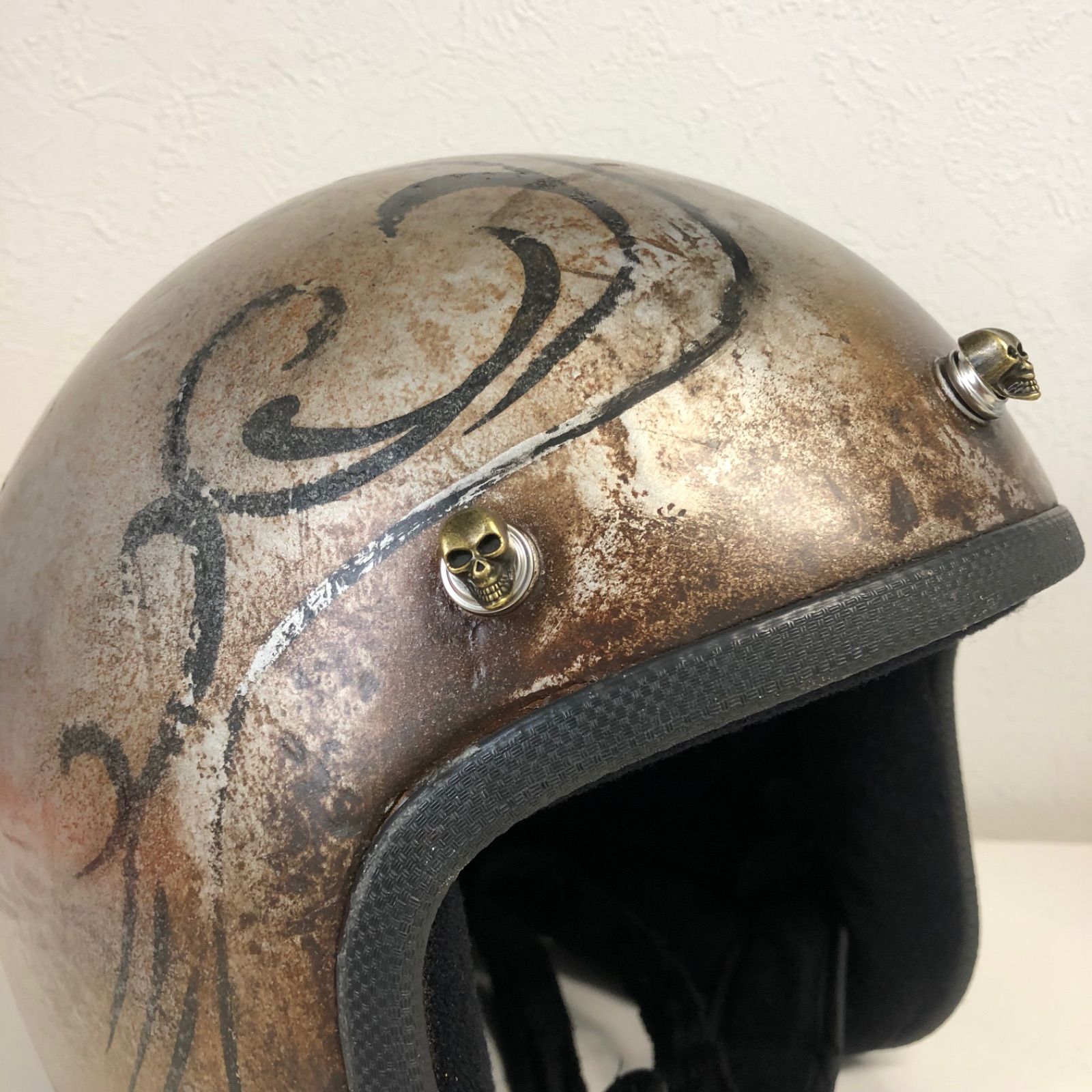 ヘルメット アクセサリー スカル 真鍮 オリジナル ボタン ジャンパー