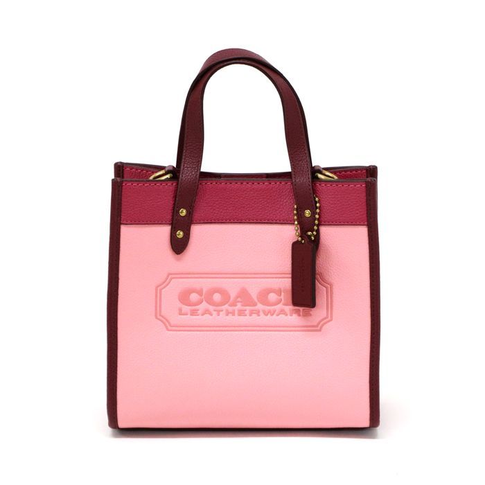 コーチ COACH フィールド トート 22 カラーブロック ウィズ コーチ バッジ ポリッシュド ペブル レザー / スエード C6036  ハンドバッグ ミニトート 2WAYバッグ レディース キャンディーピンクマルチ 極美品 中古 mbc03012 - メルカリ