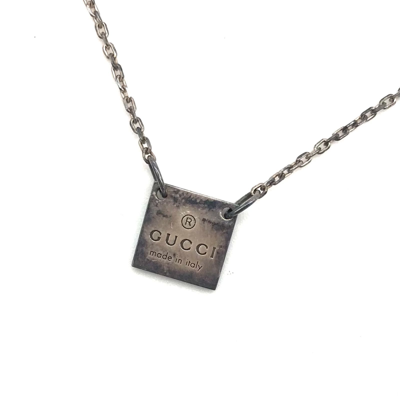 ▽GUCCI/グッチ スクエアプレート ネックレス 223514 J8400 8106