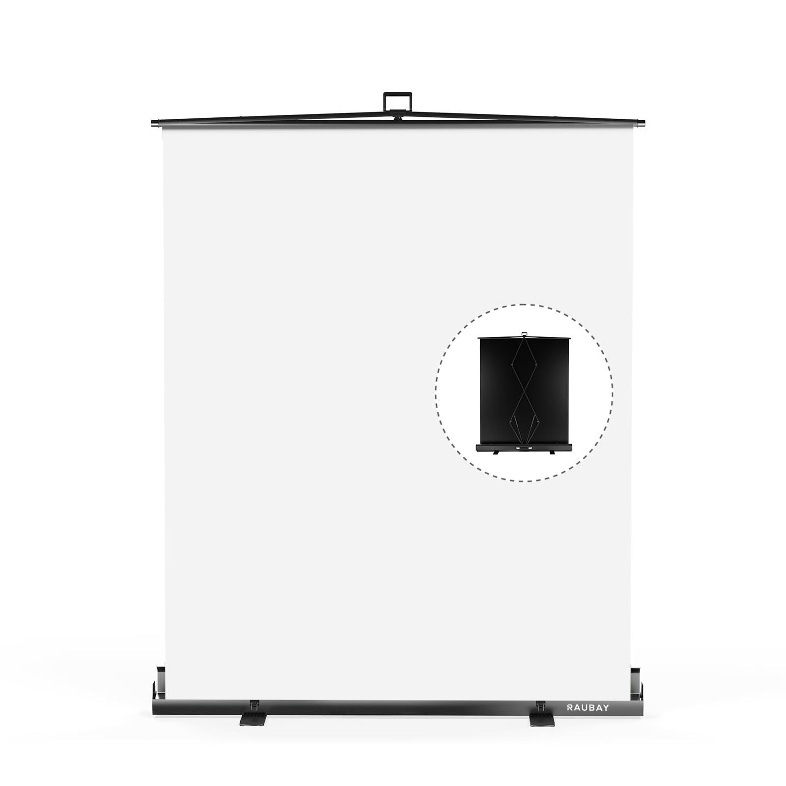 簡単セットアップ RAUBAY 152 x 210センチメートル折りたたみ な白スクリーン背景布ポータブルリトラクタブル写真背景スタンド付き ビデオ会議 写真スタジオ ストリーミングに適用