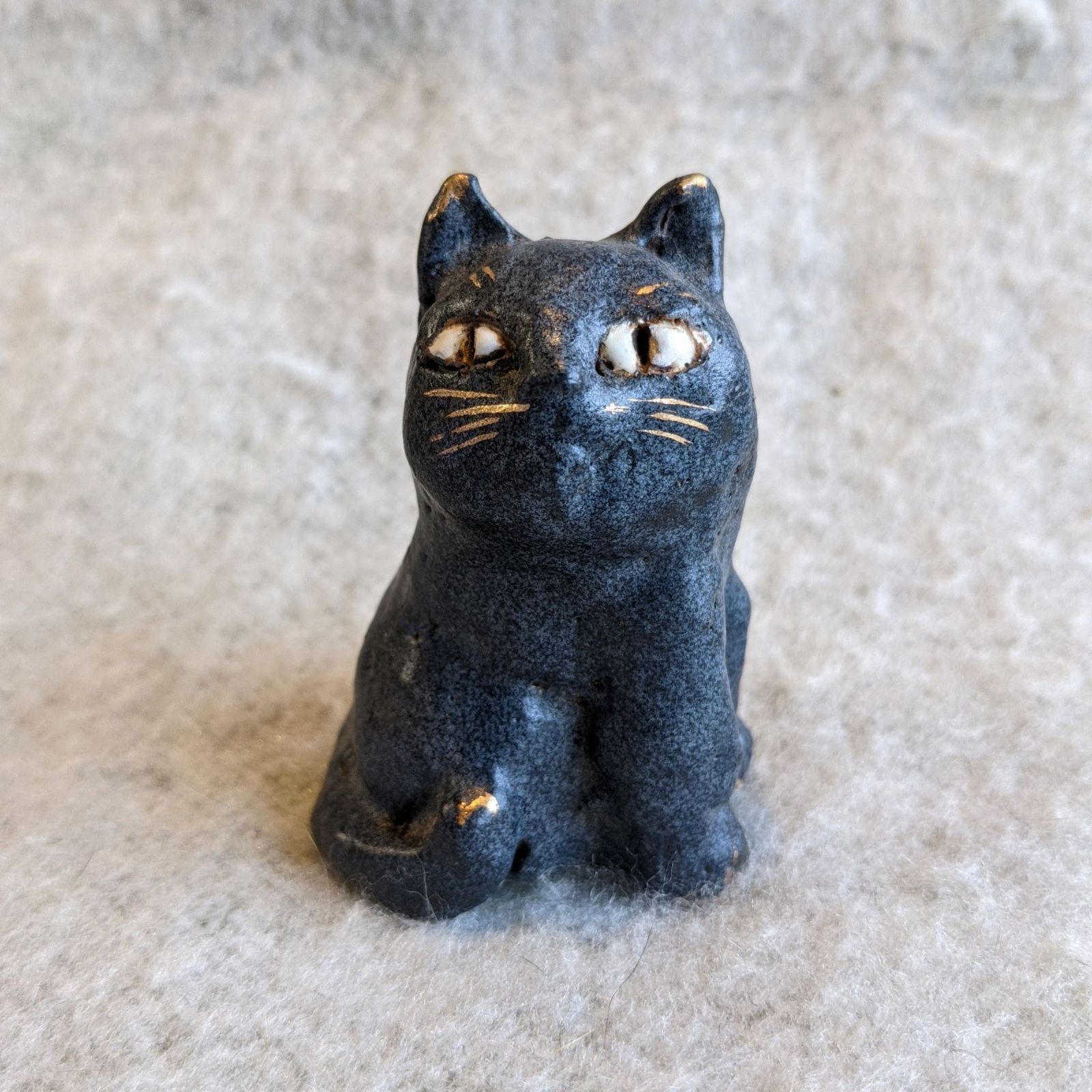 ささきようこさん作 陶人形 黒猫 紺釉金描 小 - メルカリ