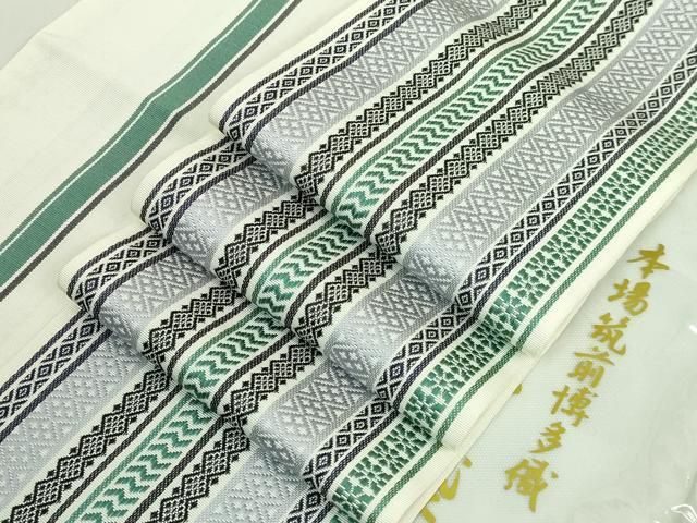 平和屋着物 上 本場筑前博多織 両面 半幅帯 献上 児島織物 保管袋付き ♥ DZAA9809kh5