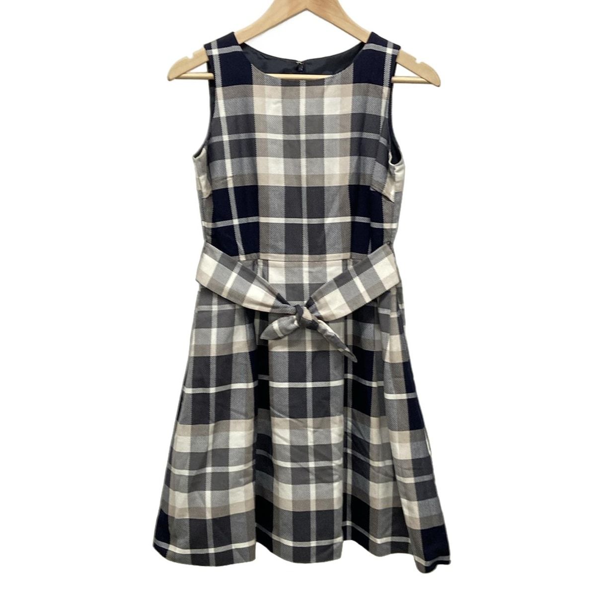 BLUE LABEL CRESTBRIDGE ブルーレーベルクレストブリッジ ワンピース サイズ36 S レディース - 白×グレー×マルチ