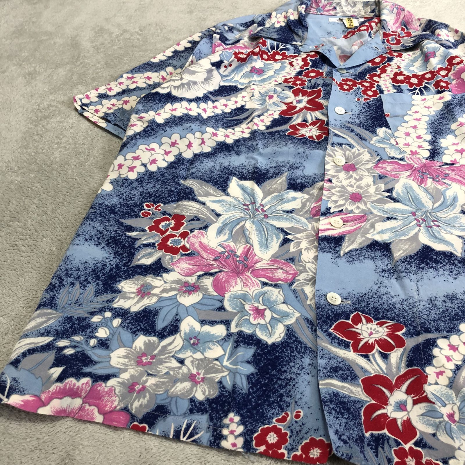 HOLLYWOOD RANCH MARKET ハワイアンシャツ アロハシャツ クリーニング済 総柄 花柄 ボタニカル ハイビスカス 1サイズ  マルチカラー 青系 サックスブルー H.R.MARKET ハリウッドランチマーケット HOLLYWOOD RANCH MARKET ALOHA  SHIRTS | ハリウッドランチマーケットで展開 ...