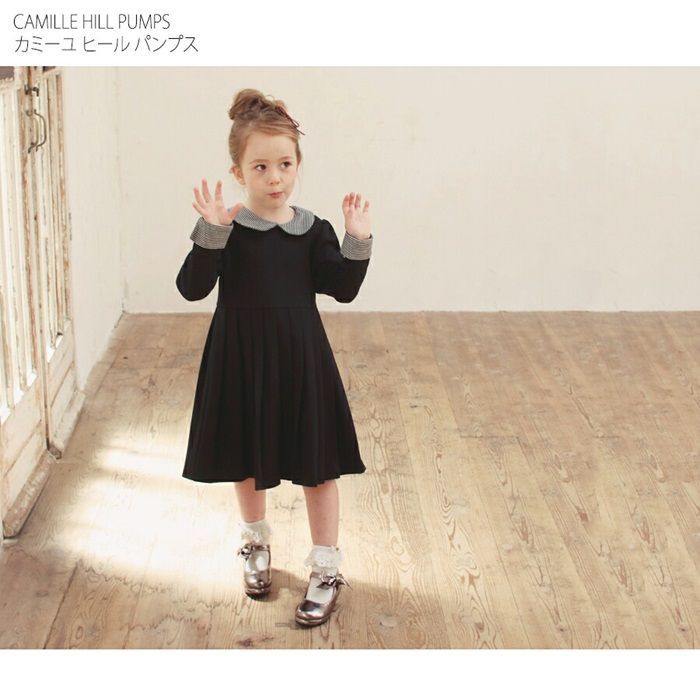 シルバー  カミーユヒールパンプス キッズ フォーマルシューズ 女の子 ドレスシューズ 07021902 フォーマル靴 パンプス ローヒール 結婚式 発表会 入園式 卒園式 入学式 おしゃれ かわいい オ