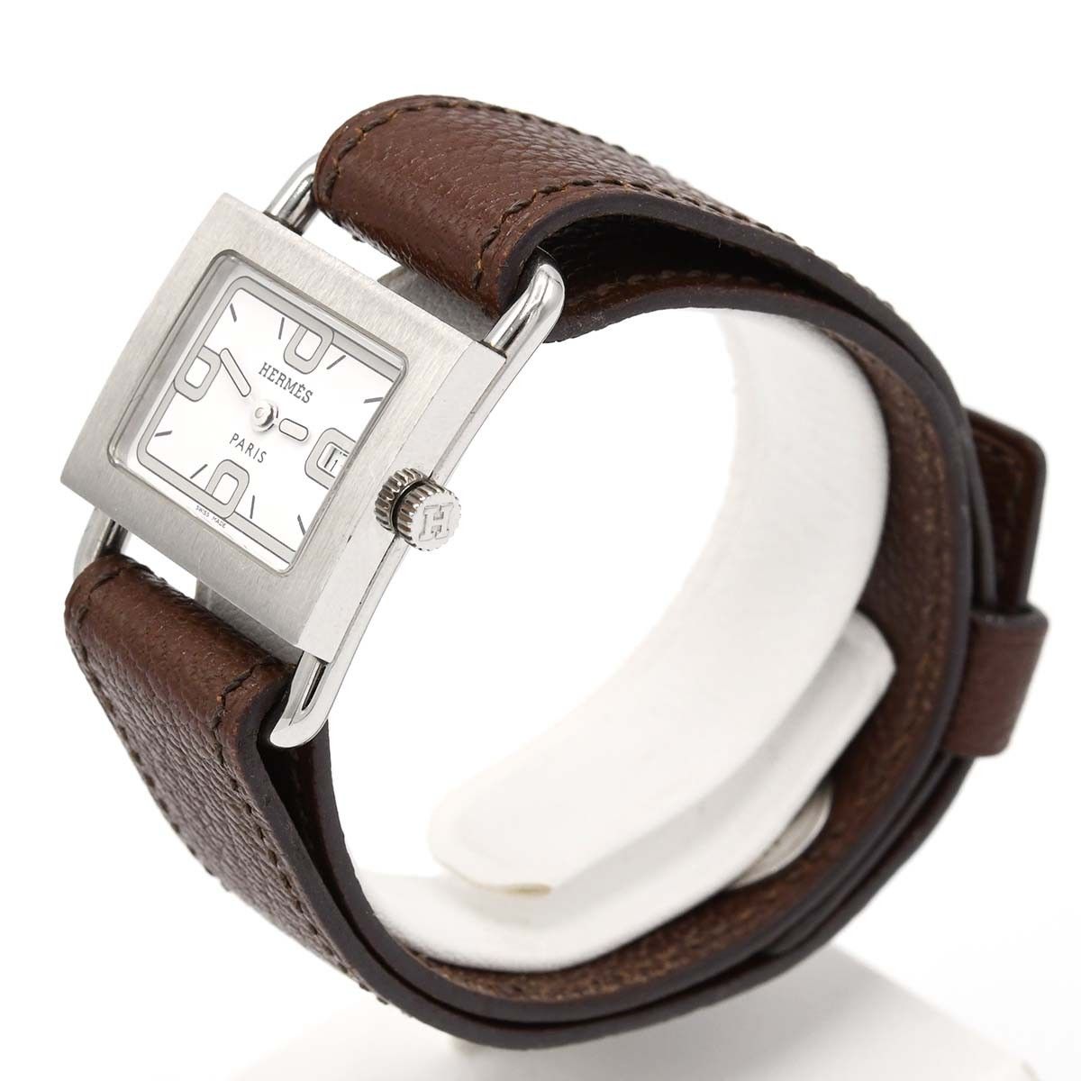 稼働 HERMES エルメス バレニア スクエア クォーツ 腕時計 BA1.210 