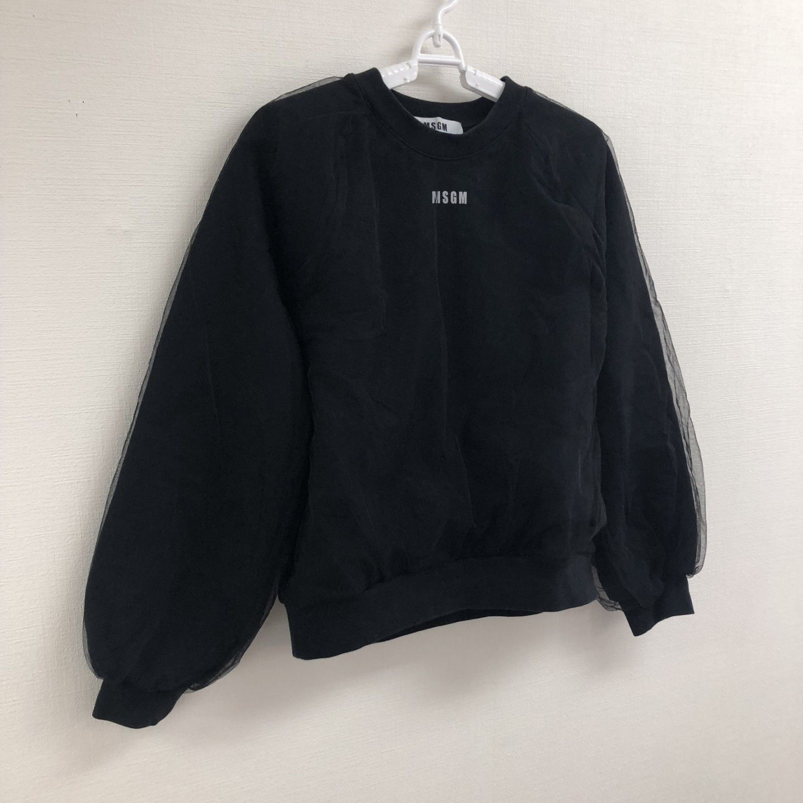 MSGM】エムエスジーエム レディース トレーナー 黒 ワンポイント 