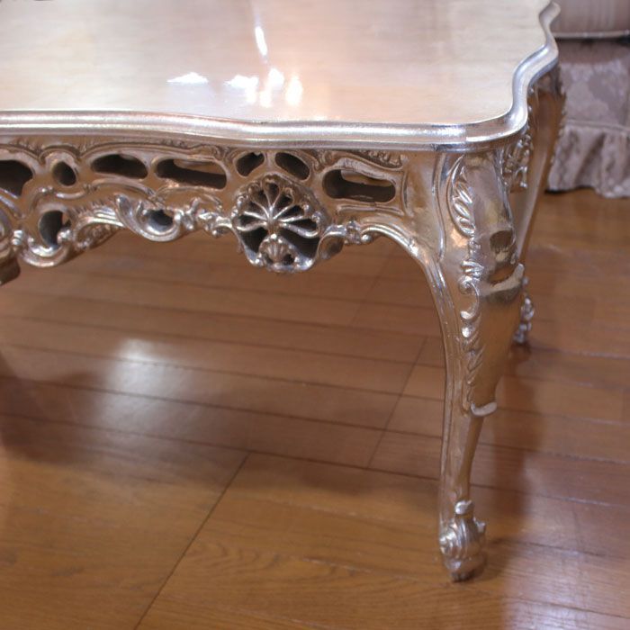 イタリア製 シルバー センターテーブル center table 110×58cm 猫脚 テーブル 銀 silver ローテーブル インテリア 座卓  エレガント テーブル 猫脚 おしゃれ インテリア 机 - メルカリ