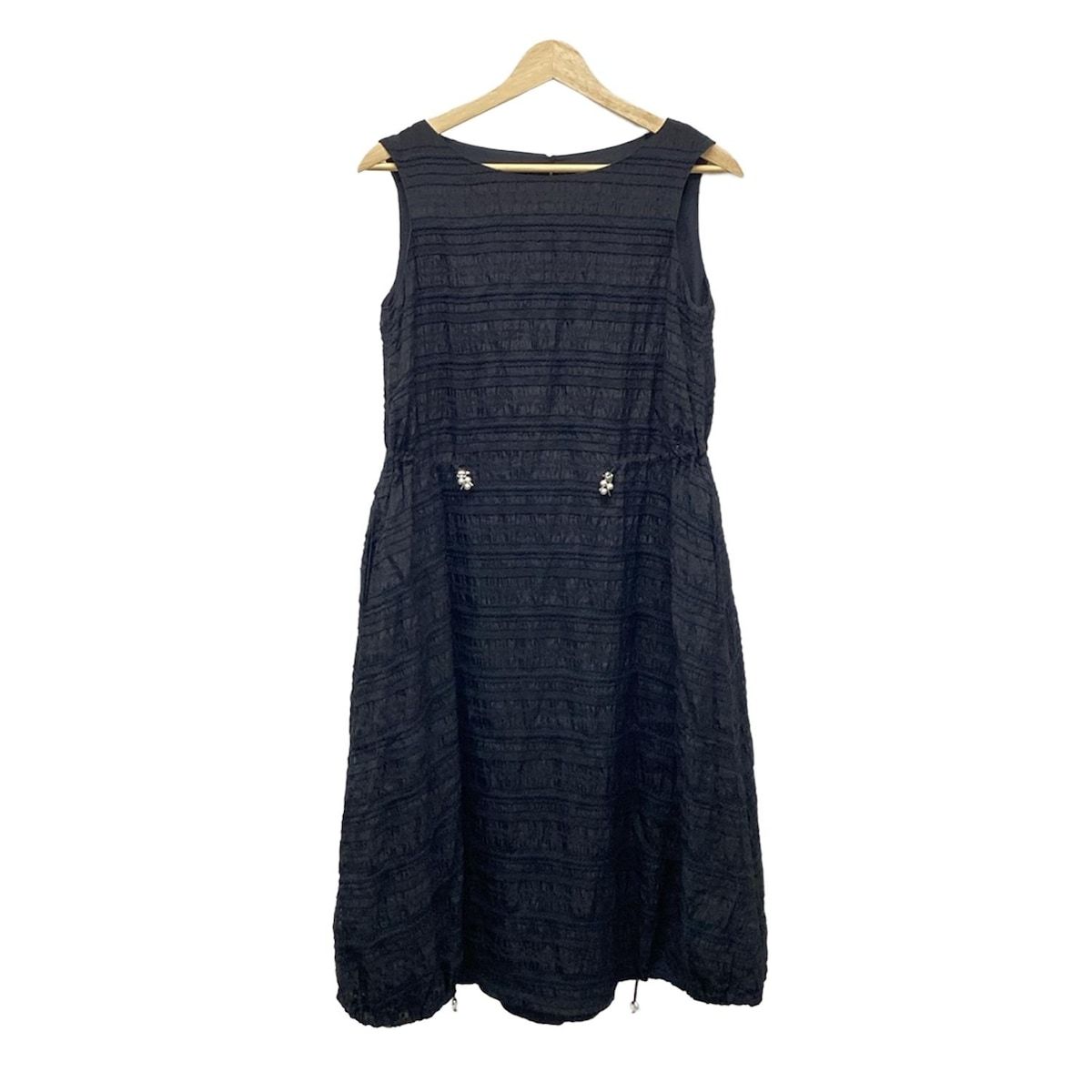 Rene ルネ ワンピース サイズ34 S レディース - 黒 クルーネック|ノースリーブ|ロング|裾ゴム|パール