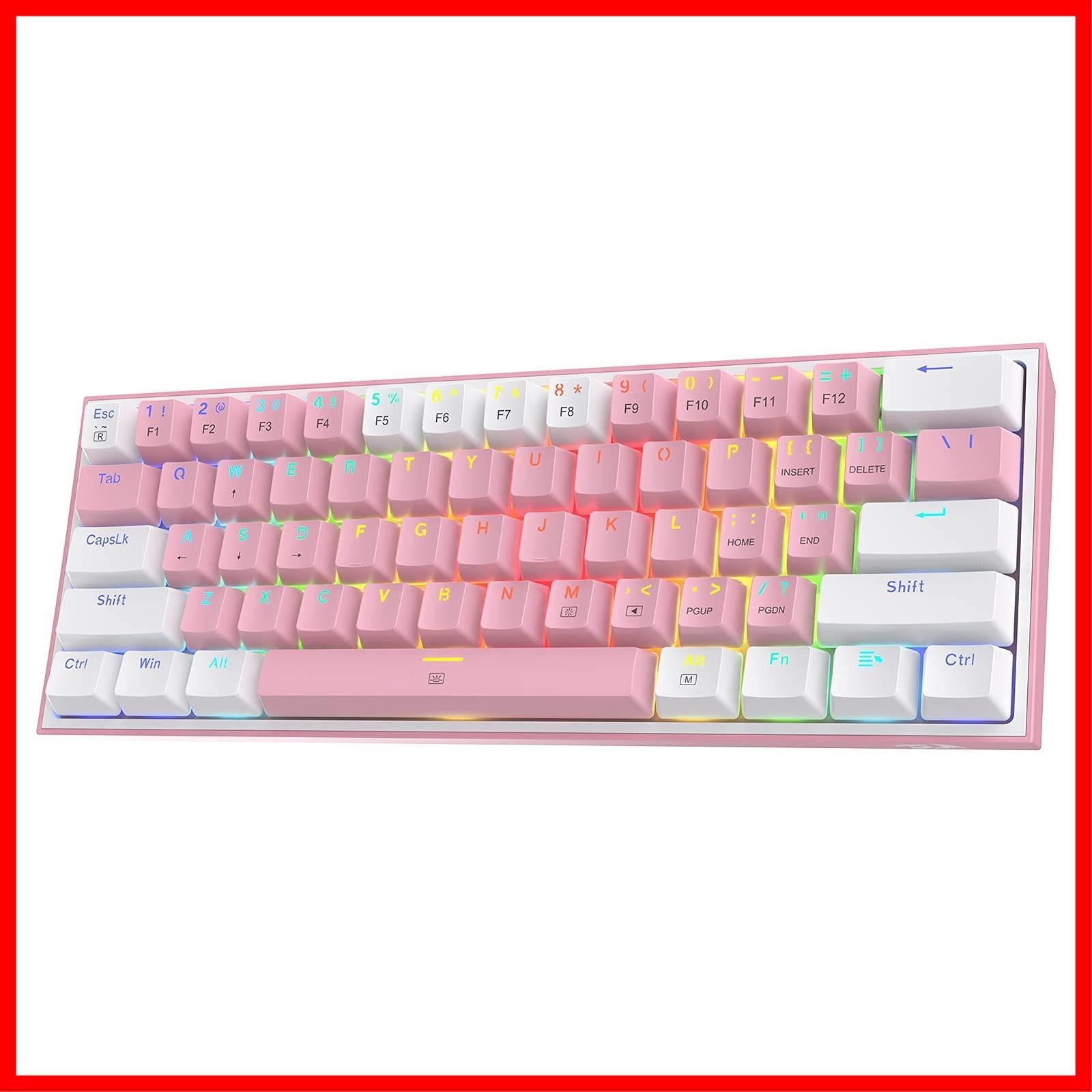 【特売】Redragon ゲーミングキーボード 60％有線キーボード メカニカルキーボード 61キー リニア赤軸 1680万色RGBバックライト 光るキーボード ソフトウェア付き 在宅勤務/オフィス/ゲーム用 英