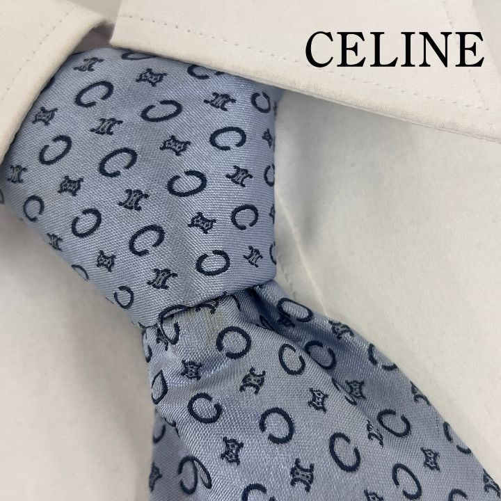 未使用タグ付　セリーヌ　ネクタイ 訳アリ》CELINE (セリーヌ) シルクネクタイ イタリー製 総柄