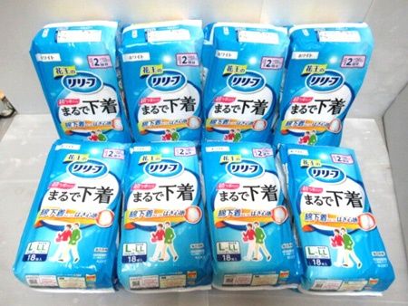 花王 リリーフ パンツ まるで下着 ホワイト L-LL ウエスト85-115cm 18枚入×8パック