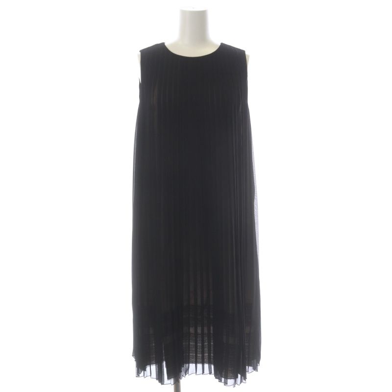 フォクシー FOXEY 37999 ノースリーブプリーツワンピース ひざ丈 38 黒  