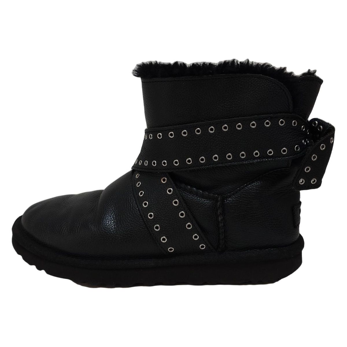 UGG アグ ショートブーツ 24 レディース キャメロン 1016298 黒 リボン ムートン