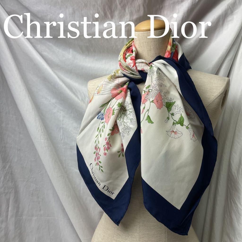 とっておきし福袋 Christian Dior 大判スカーフ 透け感 シースルー 花