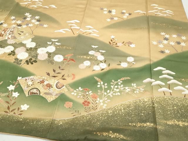 平和屋着物●訪問着　駒刺繍　地紙花車文　金銀彩　ますいわ屋扱い　正絹　逸品　CAAY2987vf 平和屋着物○訪問着 駒刺繍 地紙花車文 金銀彩 ますいわ屋扱い 正絹