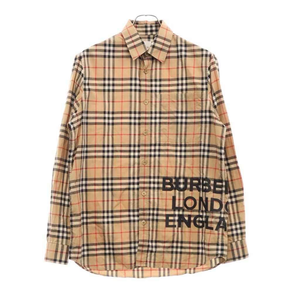 BURBERRY (バーバリー) ノバチェック フロントロゴプリント長袖シャツ 8017567 ベージュ