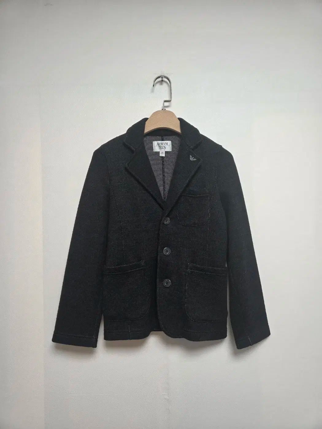 ARMANI アルマーニ 十代の若者たち ポケット ニット素材 ジャケット ジン グレイ 10A