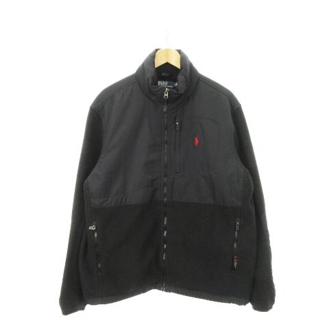 ポロ バイ ラルフローレン Polo by Ralph Lauren ジャケット ジップアップ フリース 切替 フード収納 ロゴ刺繍 L 黒 ブラック /AH8 GY17