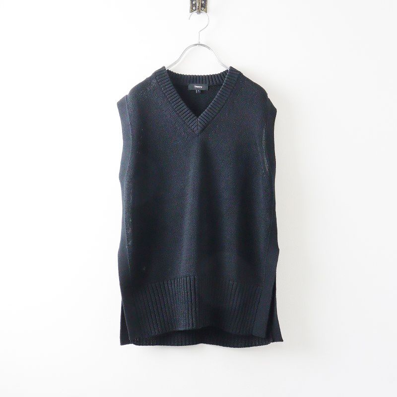 美品 2023SS セオリー Theory INSPIRE V NECK VEST S/ブラック 