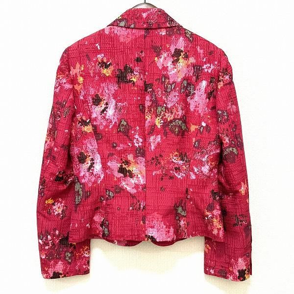 anc エスカーダ ESCADA ジャケット 34 赤系 総柄 シルク混 小さい