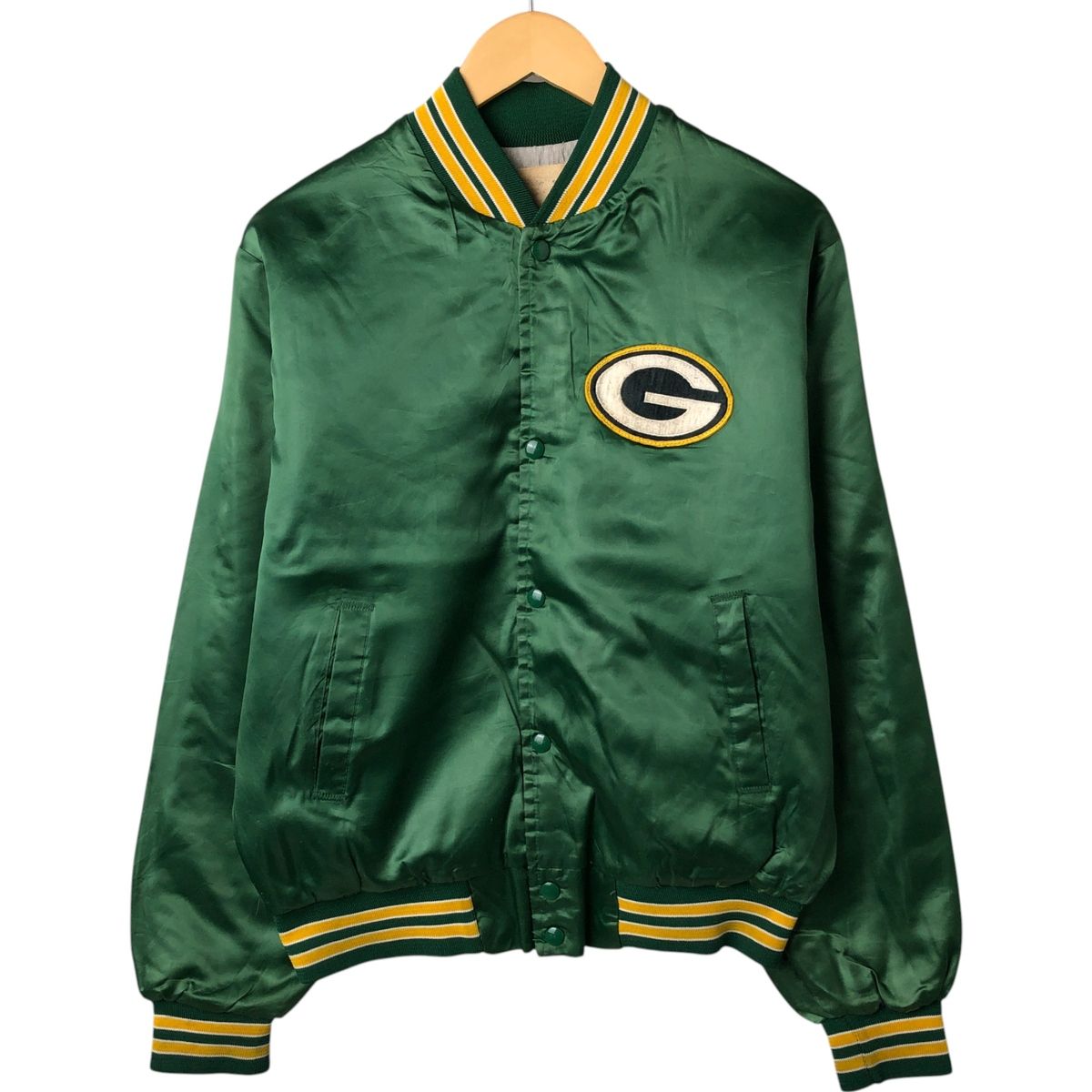 古着 90年代 NFL GREEN BAY PACKERS グリーンベイパッカーズ ナイロンスタジャン アワードジャケット バーシティジャケット|eaa548649