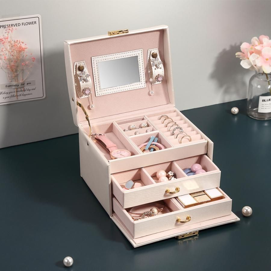 最新作，100%新品 アクセサリー 収納 韓国 レザー 大容量 コンパクト 軽量 携帯 アクセサリーボックス ジュエリーケース アクセサリーケース 収納 ボックス ケース・ボックス・コンテナ