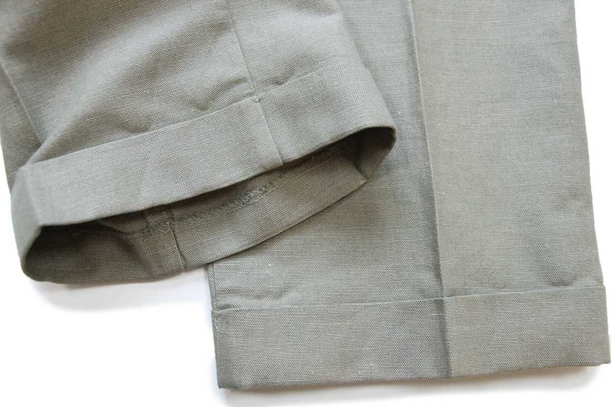 コットン×リネンパンツ グリーングレー