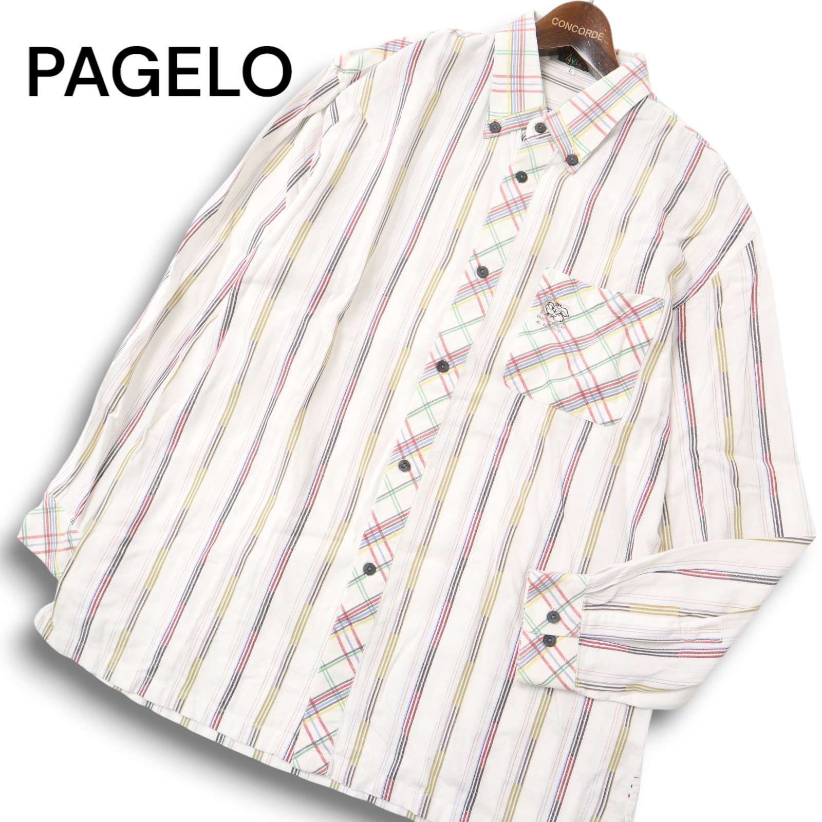 PAGELO パジェロ アンジェロ 通年 ロゴ刺繍☆ チェック × ストライプ 