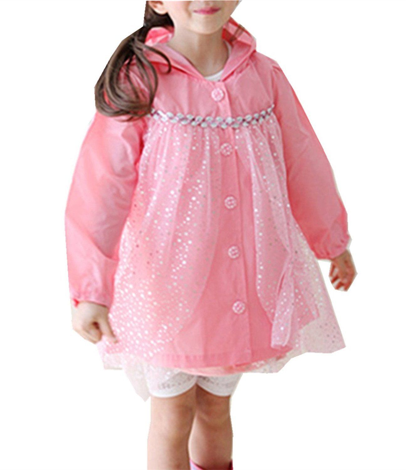Size 100_Color ピンク sweet mimi store レインコート女の子 レインポンチョ プリンセス キッズ用 レイン ウェア 雨具 登園 保育園 幼稚園 自転車 雨の日 具 登園 保育園 幼稚園 自転車 雨の日 プリンセス 100cm