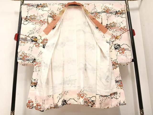 平和屋着物●振袖用長襦袢 袷 枝花文 暈し染め 正絹 AABB1510ph