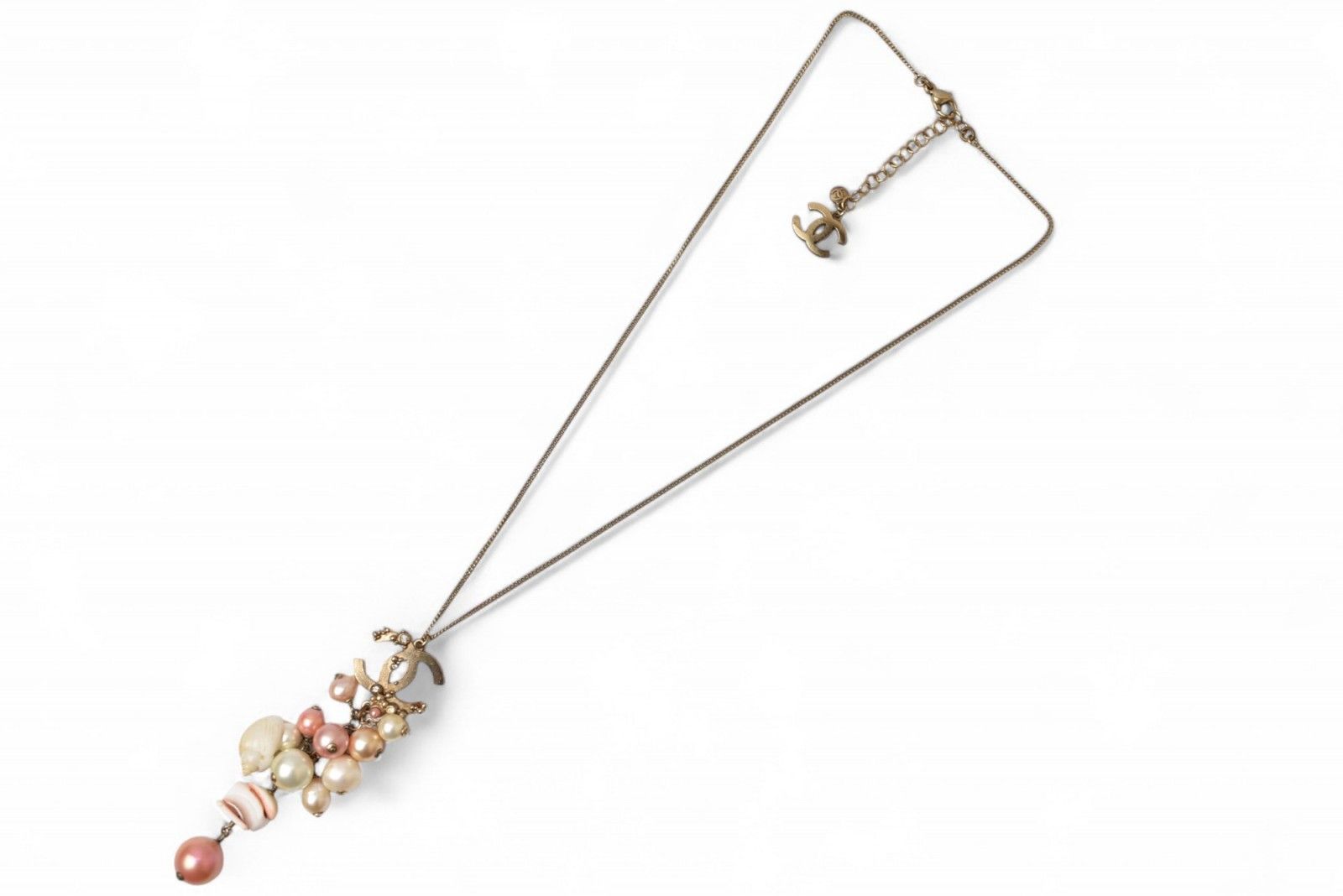 シャネル ロングネックレス/ペンダント CHNAEL ココ/CC/パール/シェル  