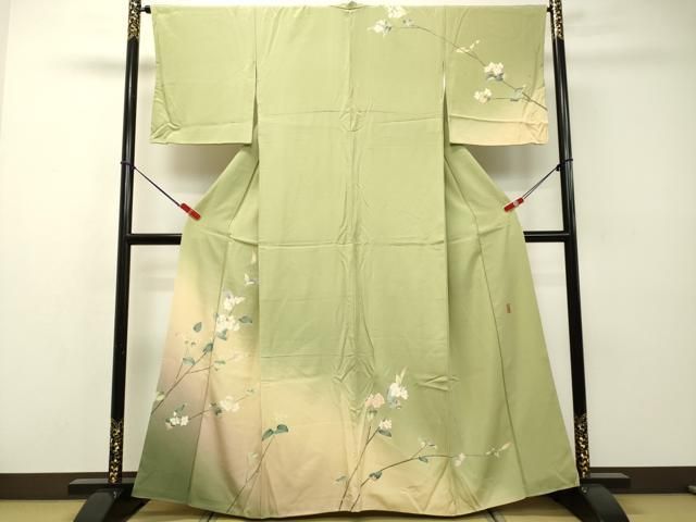 平和屋着物○京友禅 伝統工芸士 坂東峰彩 訪問着 枝花文 暈し染め 正絹  