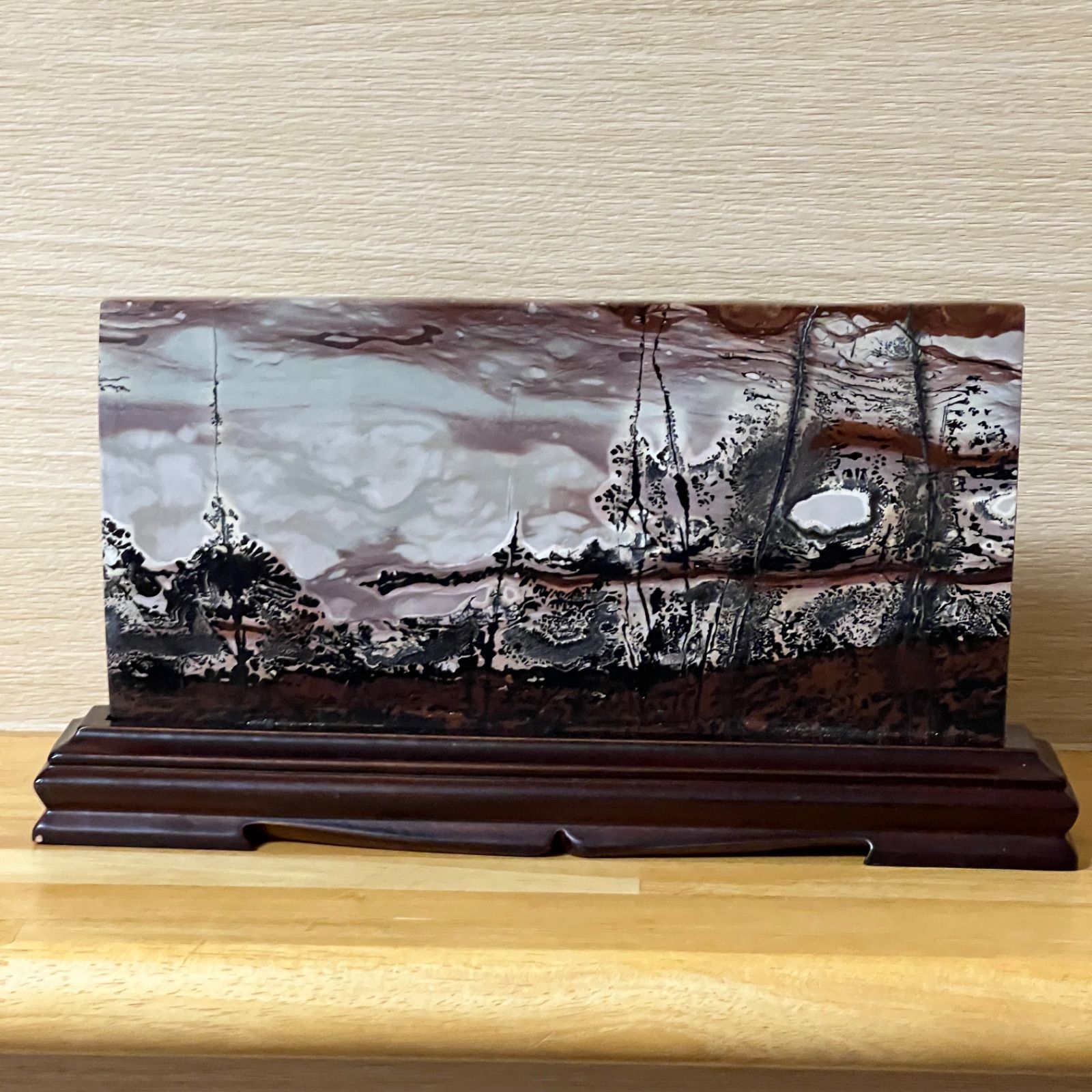 ⬛︎【一点もの】ピクチャージャスパー スライス 自然風景画模様 台座