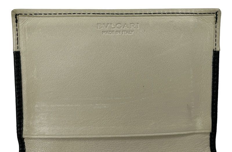 ブルガリ カードケース 二つ折り ブラック バイカラー レザー 黒 ロゴ  